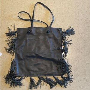 Loeffler Randall Black Tote with Fringe Accents